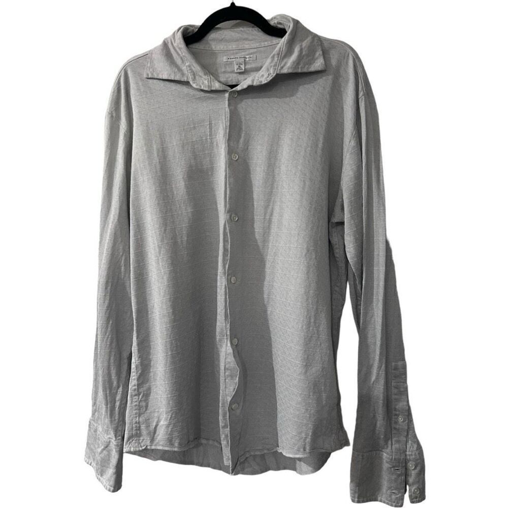 Banana Republic Argyle Knit Collared Long Sleeve Button-Down Shirt Gray Size XL